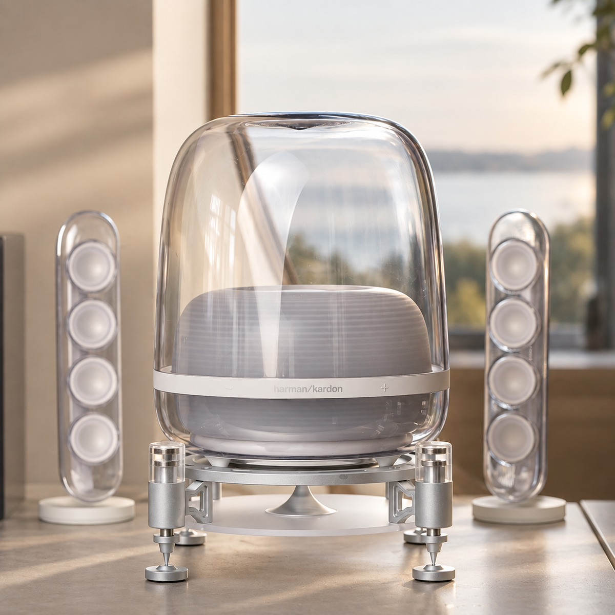 AUREVA Magnetic Isolation Speaker Base with Harman Kardon Aura Studio